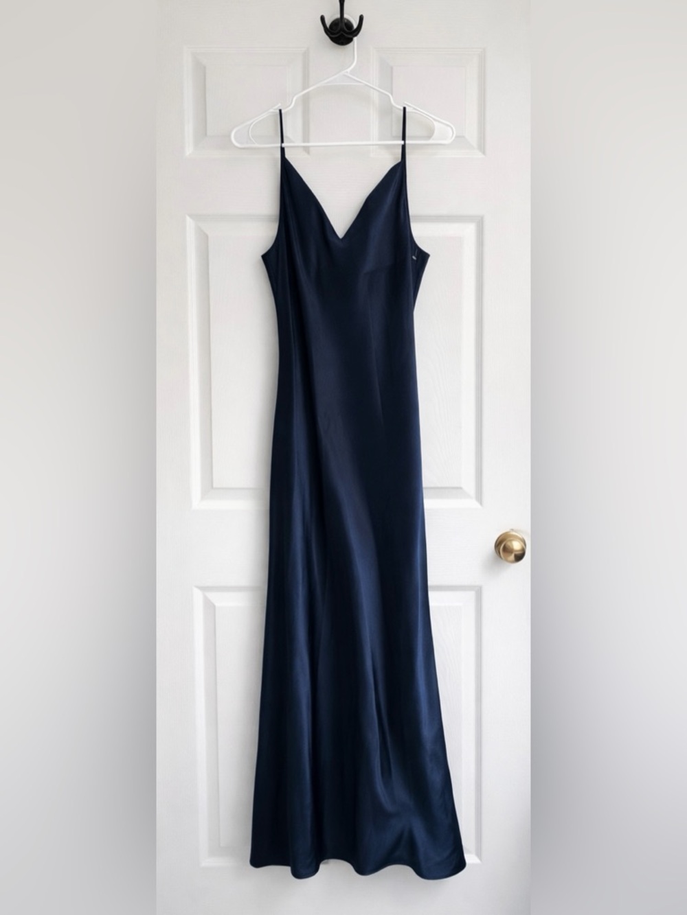 AllSaints Navy Blue Satin Slip Maxi Dress - Picture 4 of 5